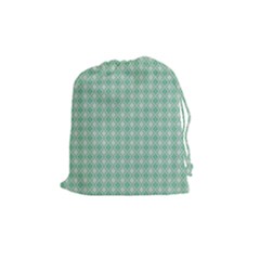 Argyle Light Green Pattern Drawstring Pouch (medium) by BrightVibesDesign