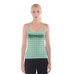 Argyle Light Green Pattern Spaghetti Strap Top by BrightVibesDesign