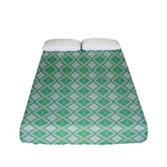 Argyle Light Green Pattern Fitted Sheet (full/ Double Size) by BrightVibesDesign