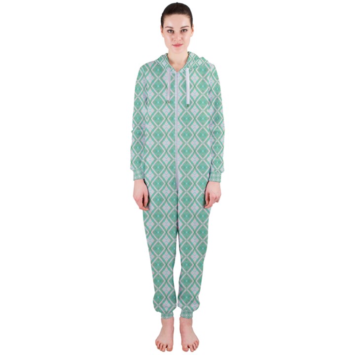 Argyle Light Green Pattern Hooded Jumpsuit (Ladies) 