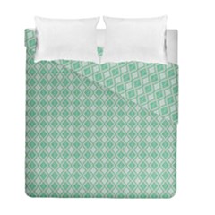 Argyle Light Green Pattern Duvet Cover Double Side (full/ Double Size) by BrightVibesDesign