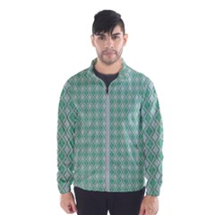 Argyle Light Green Pattern Men s Windbreaker by BrightVibesDesign