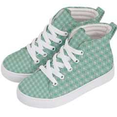 Argyle Light Green Pattern Kids  Hi-top Skate Sneakers by BrightVibesDesign