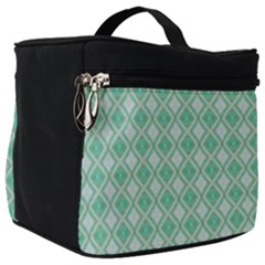 Argyle Light Green Pattern Make Up Travel Bag (big) by BrightVibesDesign