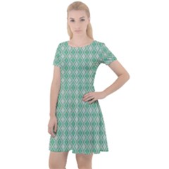 Argyle Light Green Pattern Cap Sleeve Velour Dress  by BrightVibesDesign