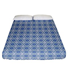 Argyle Light Blue Pattern Fitted Sheet (queen Size) by BrightVibesDesign