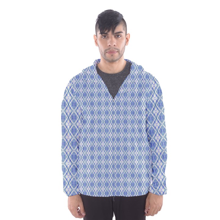 Argyle Light Blue Pattern Men s Hooded Windbreaker