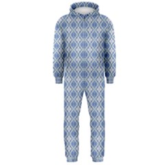 Argyle Light Blue Pattern Hooded Jumpsuit (men)  by BrightVibesDesign