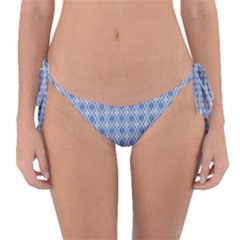 Argyle Light Blue Pattern Reversible Bikini Bottom by BrightVibesDesign