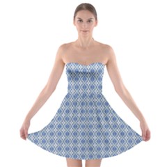 Argyle Light Blue Pattern Strapless Bra Top Dress by BrightVibesDesign