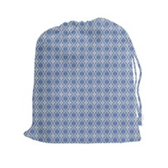 Argyle Light Blue Pattern Drawstring Pouch (xxl) by BrightVibesDesign