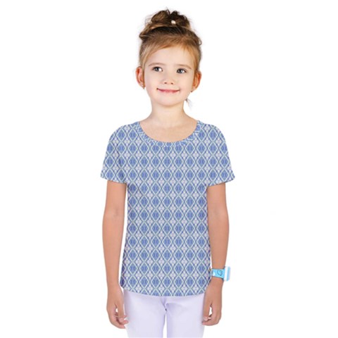 Argyle Light Blue Pattern Kids  One Piece Tee by BrightVibesDesign