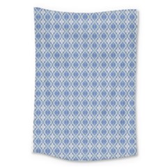 Argyle Light Blue Pattern Large Tapestry by BrightVibesDesign