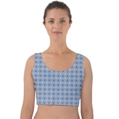 Argyle Light Blue Pattern Velvet Crop Top by BrightVibesDesign