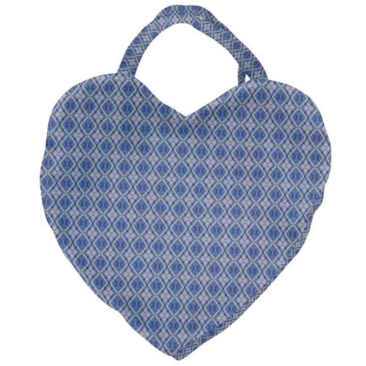 Argyle Light Blue Pattern Giant Heart Shaped Tote