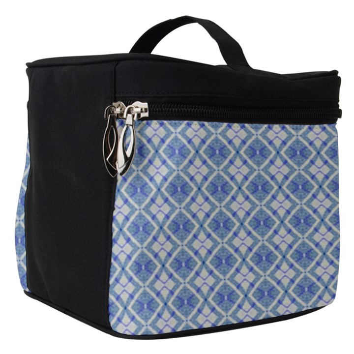 Argyle Light Blue Pattern Make Up Travel Bag (Small)