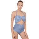 Argyle Light Blue Pattern Scallop Top Cut Out Swimsuit View1