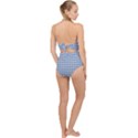 Argyle Light Blue Pattern Scallop Top Cut Out Swimsuit View2