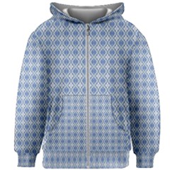 Argyle Light Blue Pattern Kids  Zipper Hoodie Without Drawstring by BrightVibesDesign