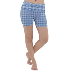 Argyle Light Blue Pattern Lightweight Velour Yoga Shorts by BrightVibesDesign