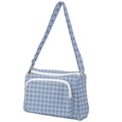 Argyle Light Blue Pattern Front Pocket Crossbody Bag by BrightVibesDesign