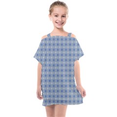 Argyle Light Blue Pattern Kids  One Piece Chiffon Dress by BrightVibesDesign