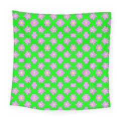 Modern Pink Flowers  On Green Square Tapestry (large) by BrightVibesDesign