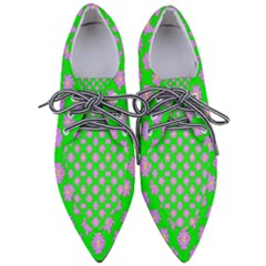 Modern Pink Flowers  On Green Pointed Oxford Shoes by BrightVibesDesign