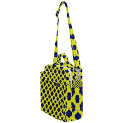 Modern Dark Blue Flowers On Yellow Crossbody Day Bag