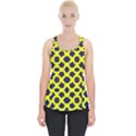 Modern Dark Blue Flowers On Yellow Piece Up Tank Top View1