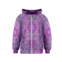 Beautiful Floral Wreaths And Flowers Around The Earth Kids  Zipper Hoodie by pepitasart