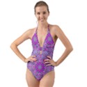 Beautiful Floral Wreaths And Flowers Around The Earth Halter Cut-Out One Piece Swimsuit View1