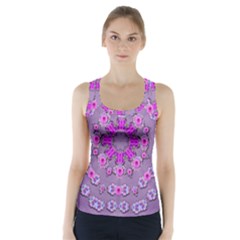 Beautiful Floral Wreaths And Flowers Around The Earth Racer Back Sports Top by pepitasart