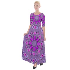 Beautiful Floral Wreaths And Flowers Around The Earth Half Sleeves Maxi Dress by pepitasart