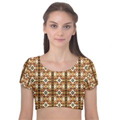 Nr-2 Colorful Velvet Short Sleeve Crop Top  by ArtworkByPatrick