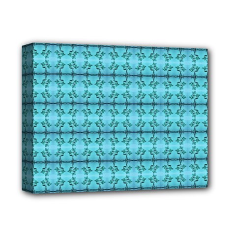 Cute Flowers Vines Pattern Pastel Turquoise Deluxe Canvas 14  X 11  (stretched) by BrightVibesDesign