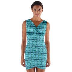 Cute Flowers Vines Pattern Pastel Turquoise Wrap Front Bodycon Dress by BrightVibesDesign