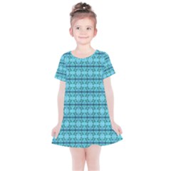 Cute Flowers Vines Pattern Pastel Turquoise Kids  Simple Cotton Dress by BrightVibesDesign