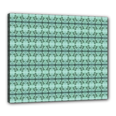 Cute Flowers Vines Pattern Pastel Green Canvas 24  X 20  (stretched) by BrightVibesDesign