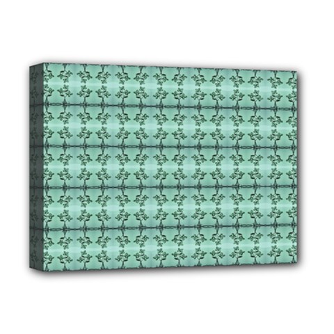 Cute Flowers Vines Pattern Pastel Green Deluxe Canvas 16  X 12  (stretched)  by BrightVibesDesign