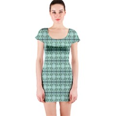 Cute Flowers Vines Pattern Pastel Green Short Sleeve Bodycon Dress by BrightVibesDesign