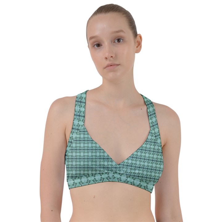 Cute Flowers Vines Pattern Pastel Green Sweetheart Sports Bra