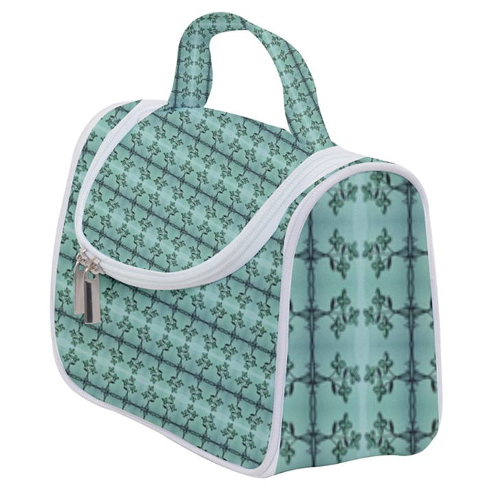 Cute Flowers Vines Pattern Pastel Green Satchel Handbag