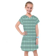 Cute Flowers Vines Pattern Pastel Green Kids  Drop Waist Dress by BrightVibesDesign