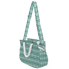 Cute Flowers Vines Pattern Pastel Green Rope Handles Shoulder Strap Bag