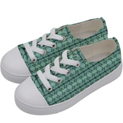 Cute Flowers Vines Pattern Pastel Green Kids  Low Top Canvas Sneakers by BrightVibesDesign