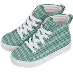 Cute Flowers Vines Pattern Pastel Green Kids  Hi-top Skate Sneakers by BrightVibesDesign