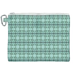 Cute Flowers Vines Pattern Pastel Green Canvas Cosmetic Bag (xxl) by BrightVibesDesign