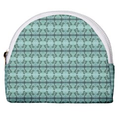 Cute Flowers Vines Pattern Pastel Green Horseshoe Style Canvas Pouch