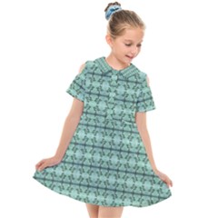 Cute Flowers Vines Pattern Pastel Green Kids  Short Sleeve Shirt Dress by BrightVibesDesign